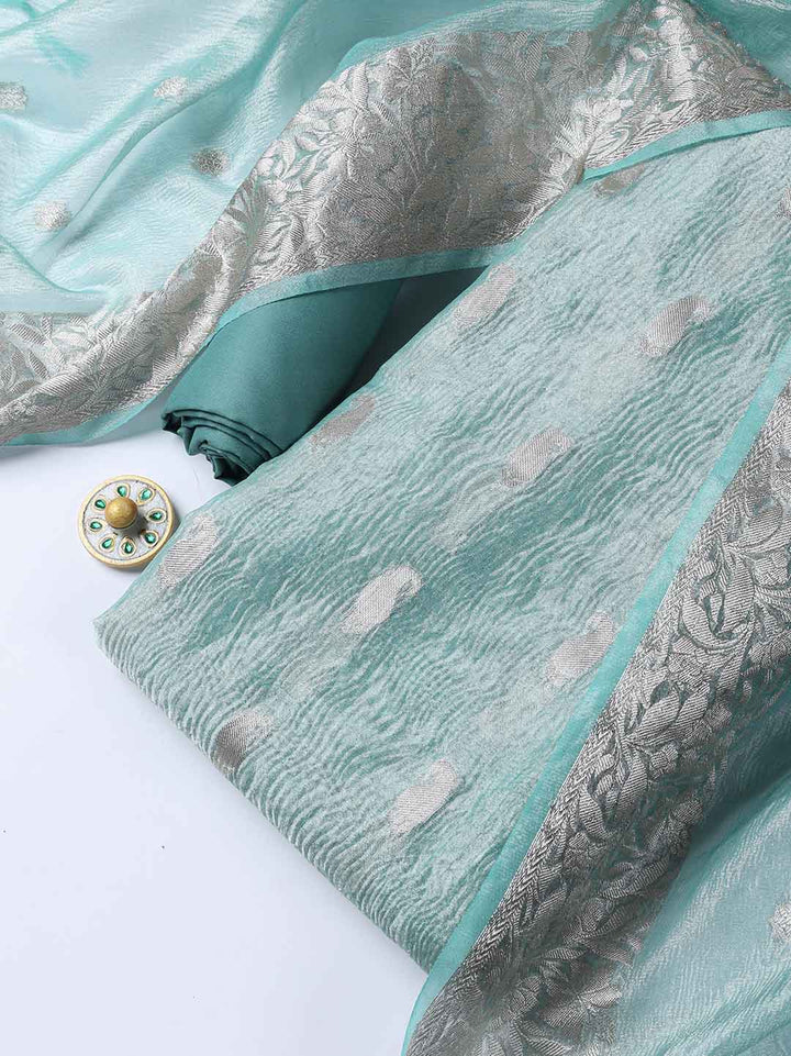 Woven Tissue Unstitched Suit With Dupatta