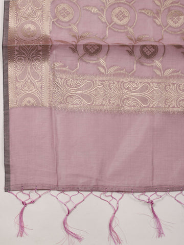 Woven Chanderi Unstitched Suit With Dupatta