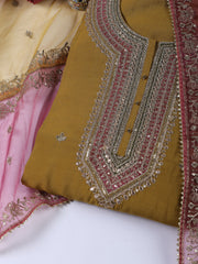 Embroidery Chanderi Unstitched Suit With Dupatta