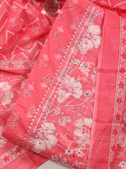 Printed Cotton Blend Unstitched Suit With Dupatta