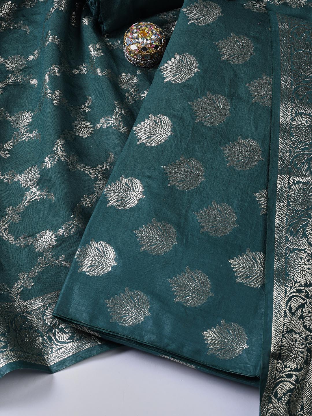 Woven Chanderi Unstitched Suit With Dupatta