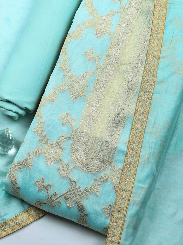 Embroidered Cotton Unstitched Suit With Pant &amp; Dupatta