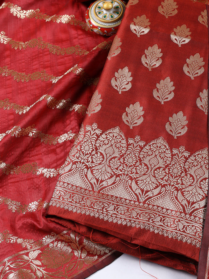 Woven Chanderi Unstitched Suit Piece With Dupatta
