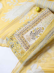 Neck Work Cotton Blend Unstitched Suit With Dupatta