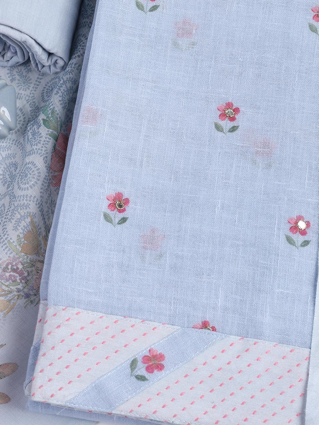 Printed Linen Unstitched Suit With Dupatta