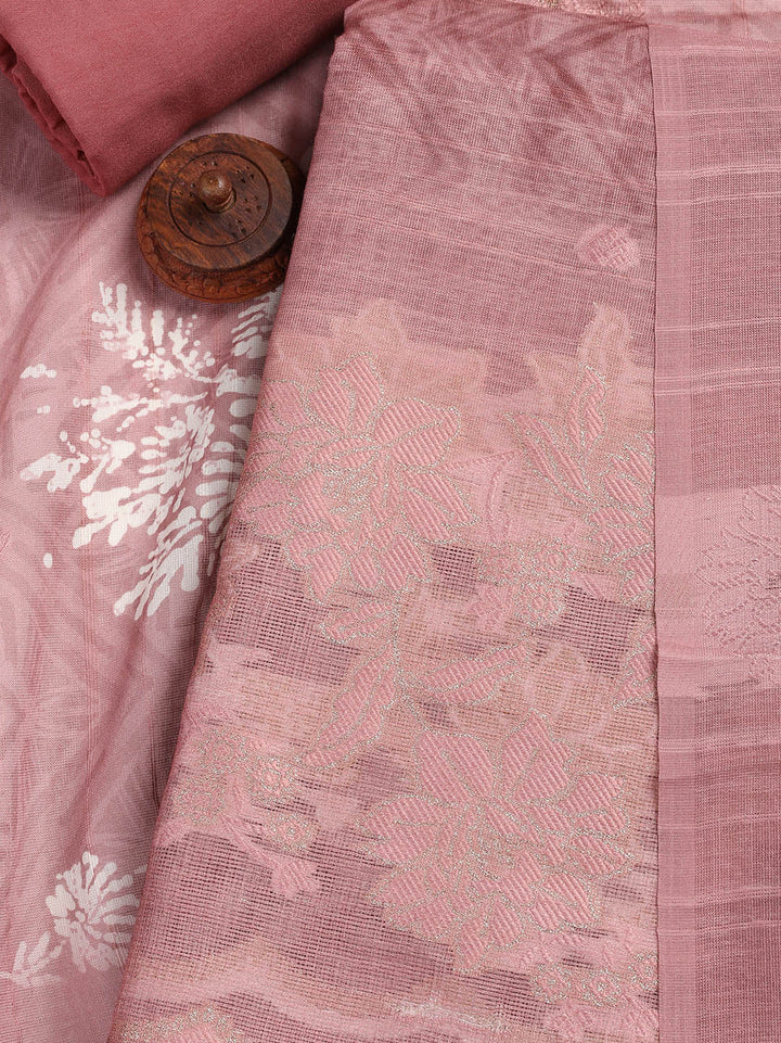 Printed Linen Unstitched Suit Piece With Dupatta