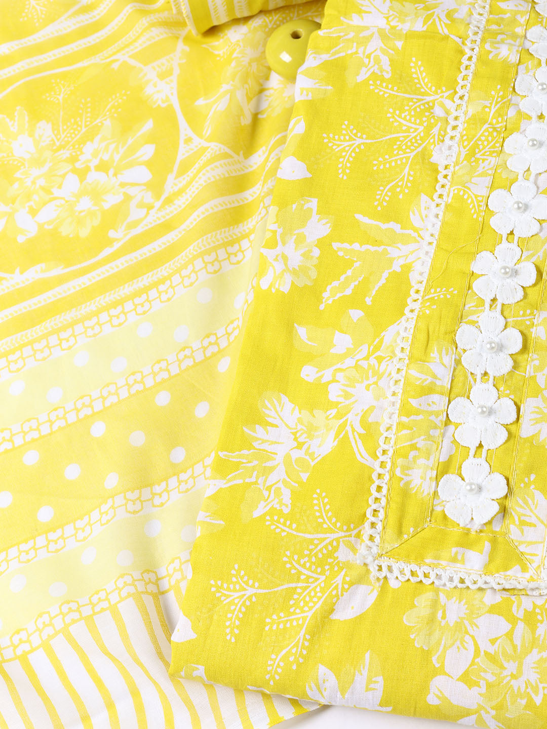 Printed Cotton Blend Unstitched Suit With Dupatta