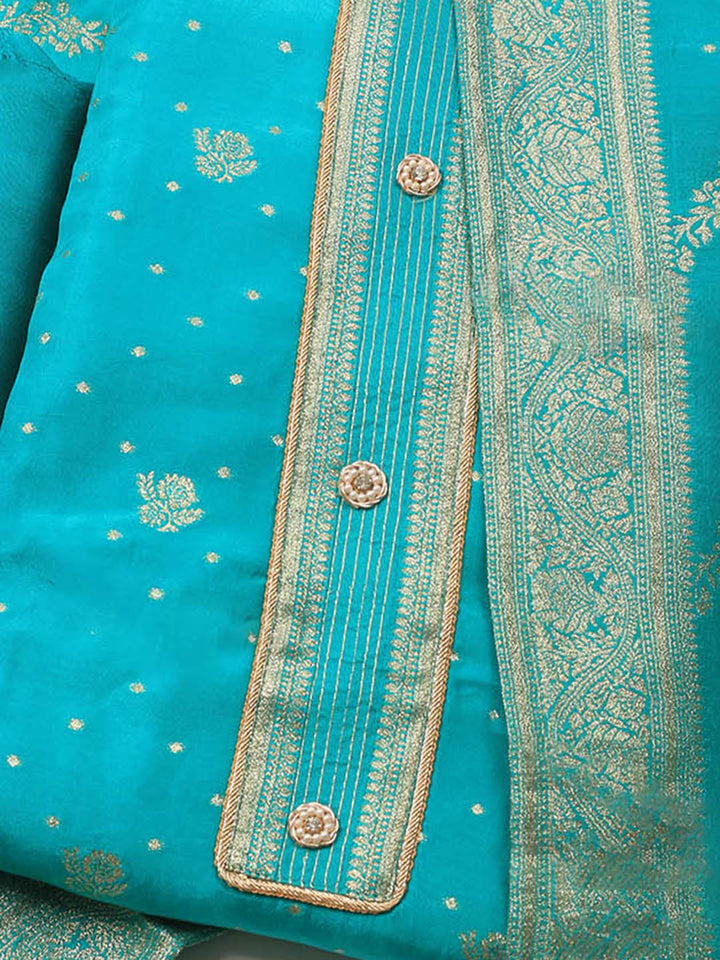 Embroidery Chanderi Unstitched Suit With Dupatta