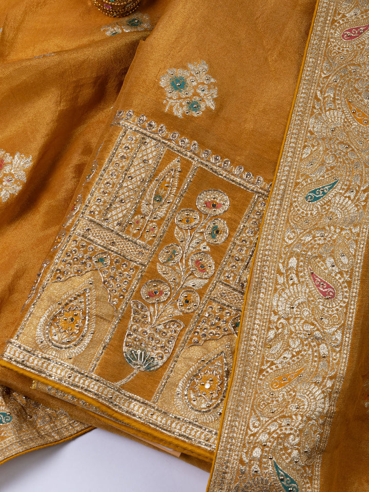 Woven Tissue Unstitched Suit Piece With Dupatta