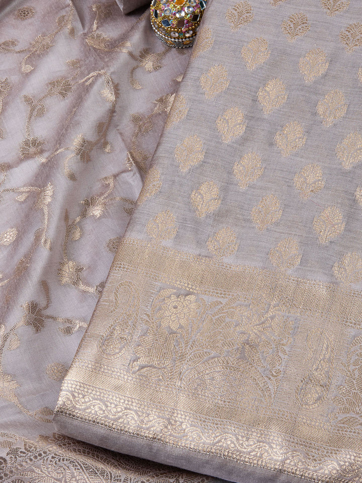 Woven Chanderi Unstitched Suit With Dupatta