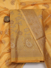 Woven Banarasi Chanderi Unstitched Suit With Dupatta