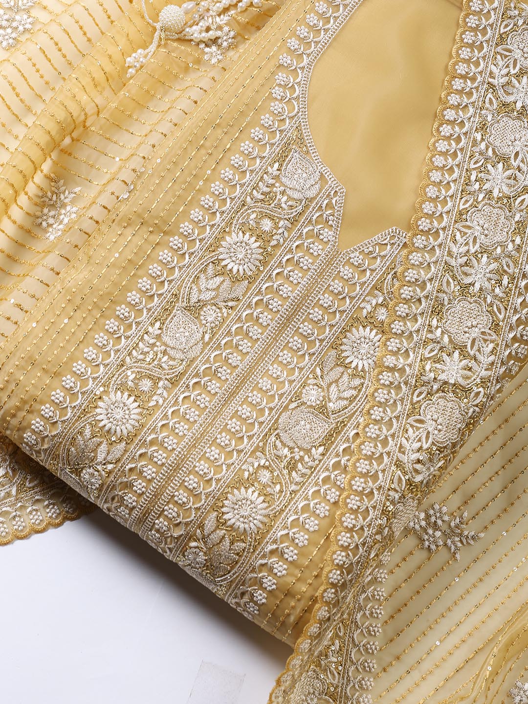 Embroidered Organza Unstitched Suit Piece With Dupatta