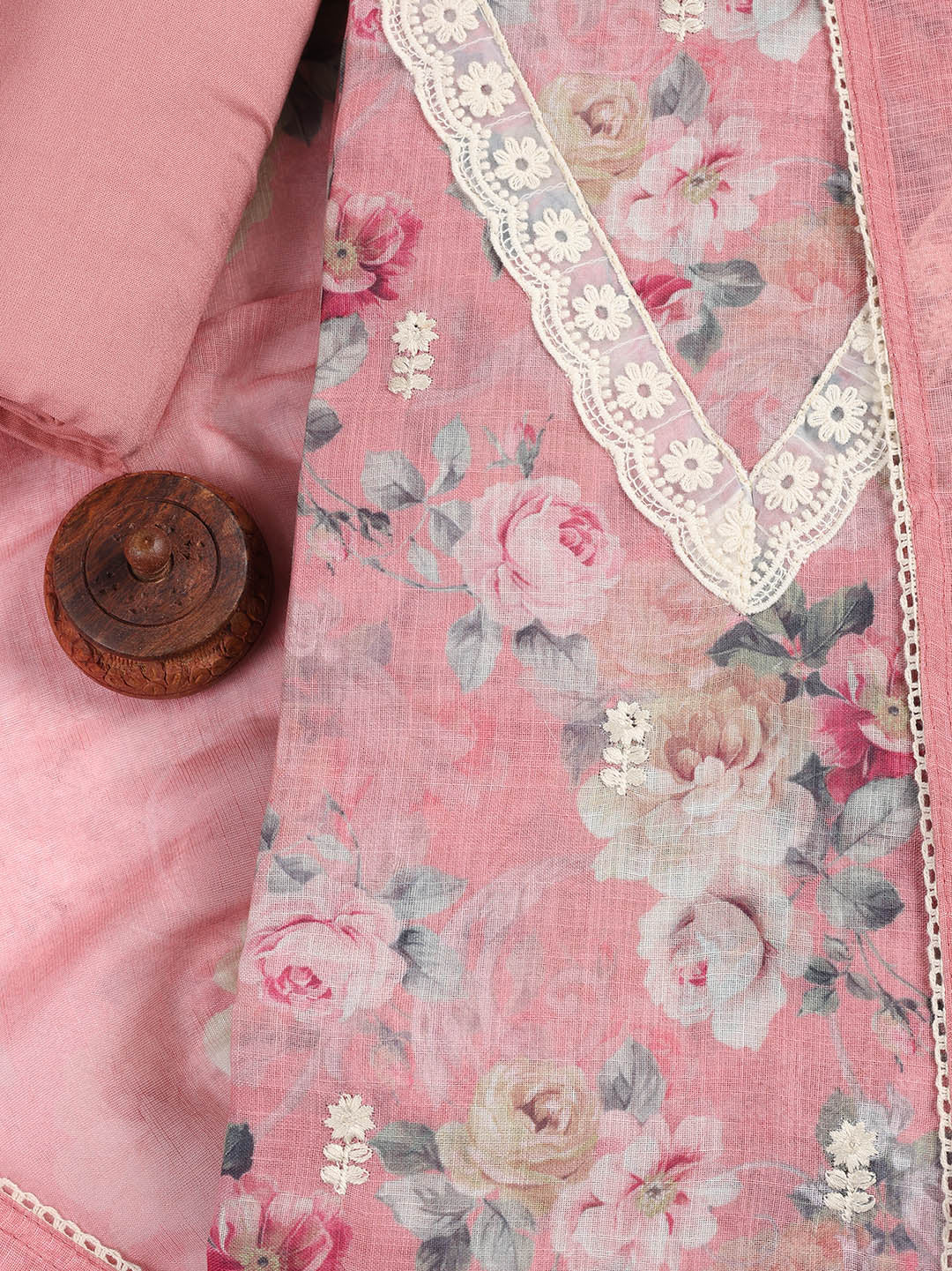 Printed Linen Unstitched Suit Piece With Dupatta