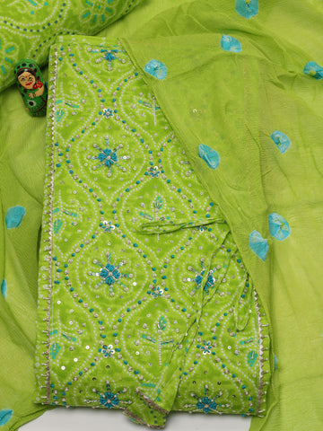 Neck Embroidered Cotton Unstitched Suit Piece With Dupatta