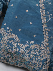 Embroidery Tissue Unstitched Suit Piece With Dupatta