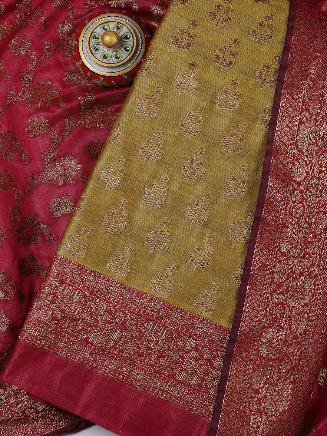 Banarasi Chanderi Unstitched Suit With Dupatta