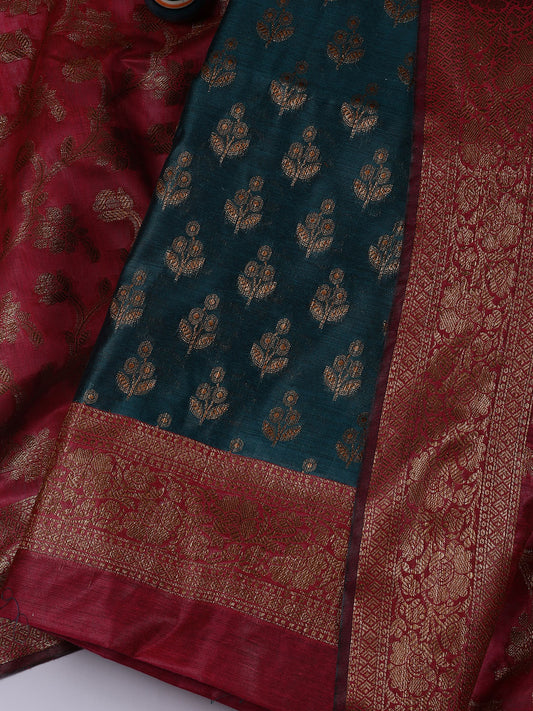 Banarasi Chanderi Unstitched Suit With Dupatta