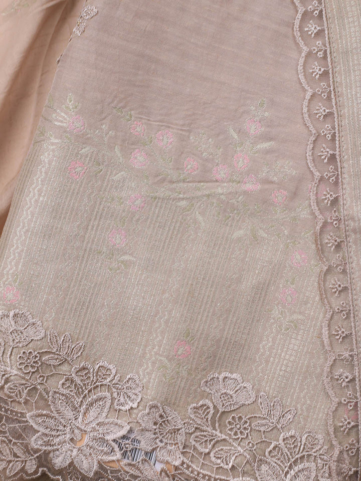 Embroidery Linen Unstitched Suit With Dupatta