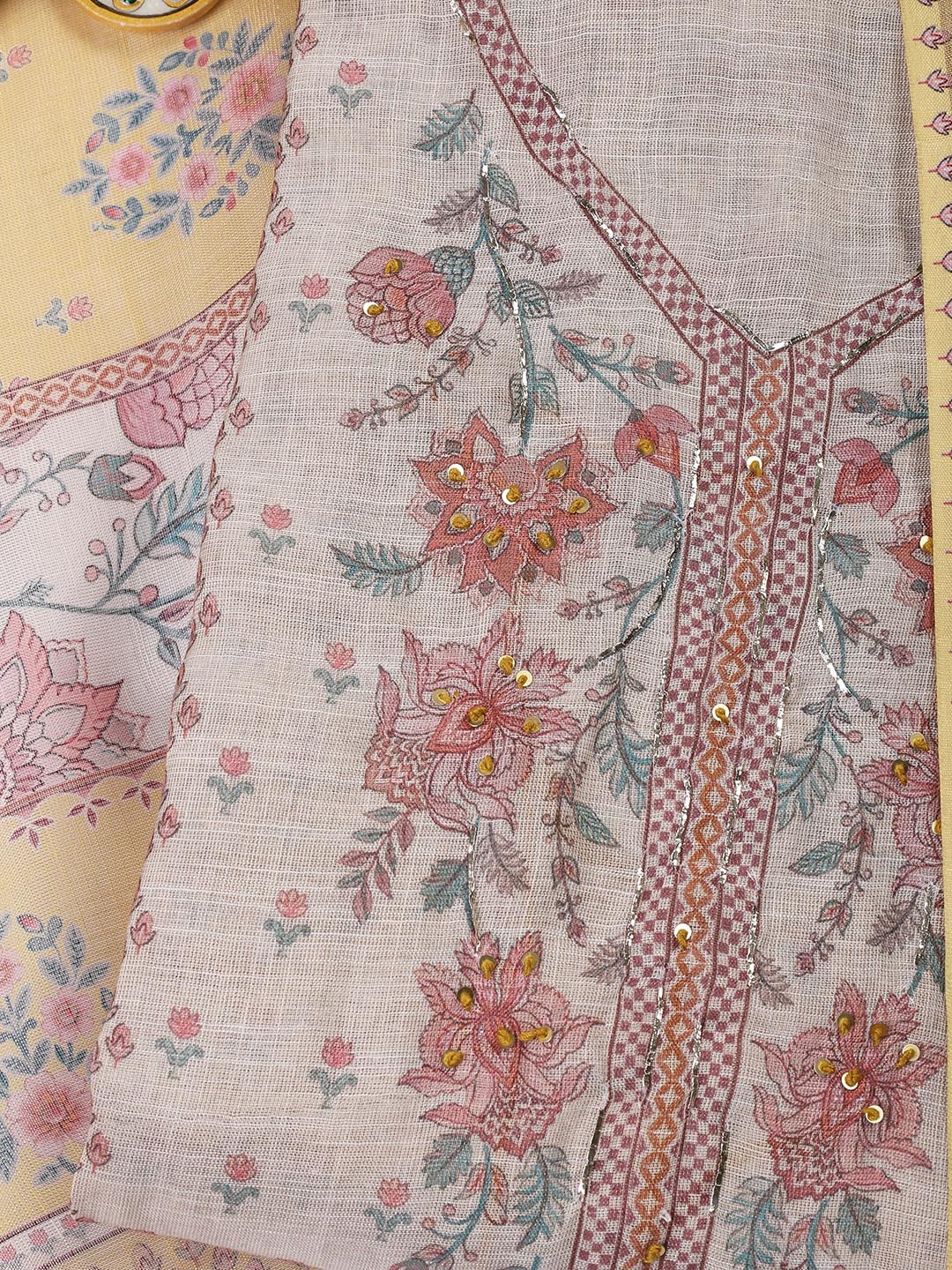 Printed Tissue Unstitched Suit Piece With Dupatta