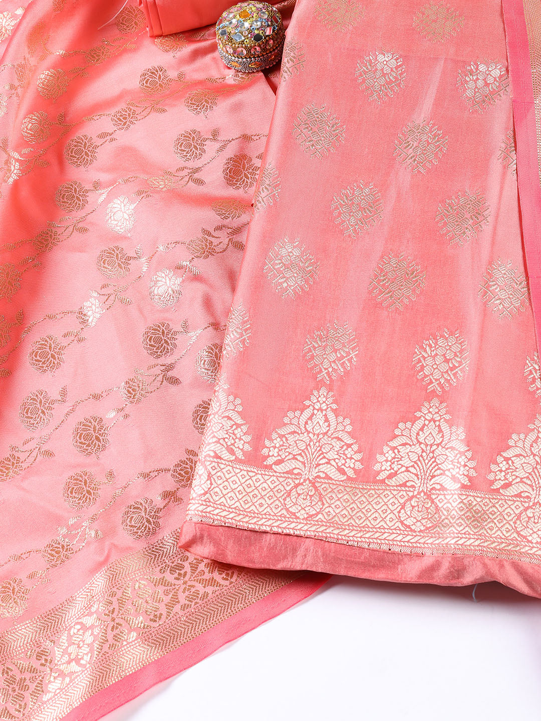 Woven Chanderi Unstitched Suit Piece With Dupatta