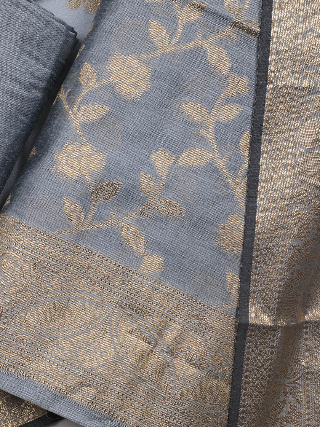 Woven Chanderi Unstitched Suit With Dupatta