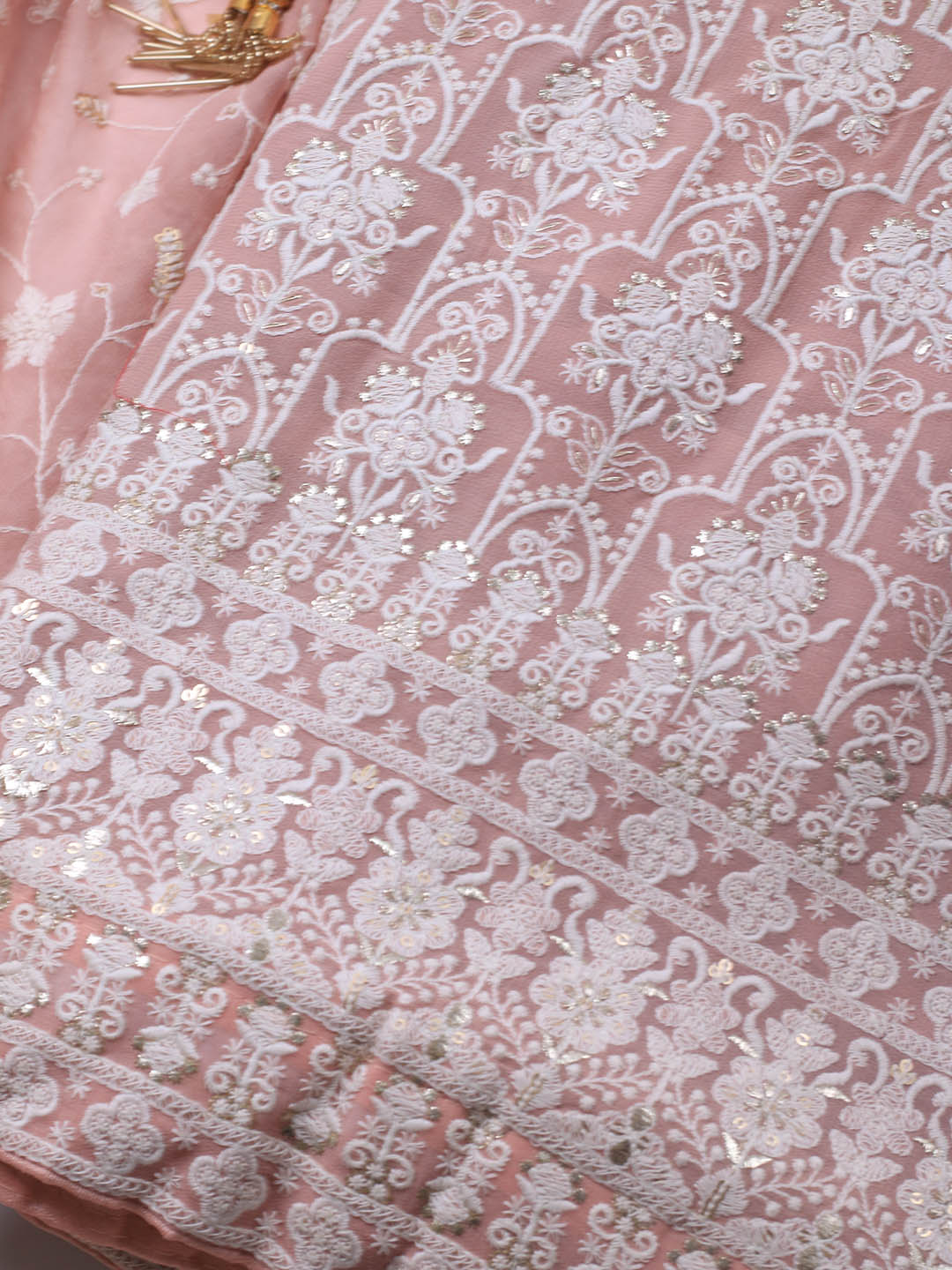 Embroidered Georgette Unstitched Suit Piece With Dupatta