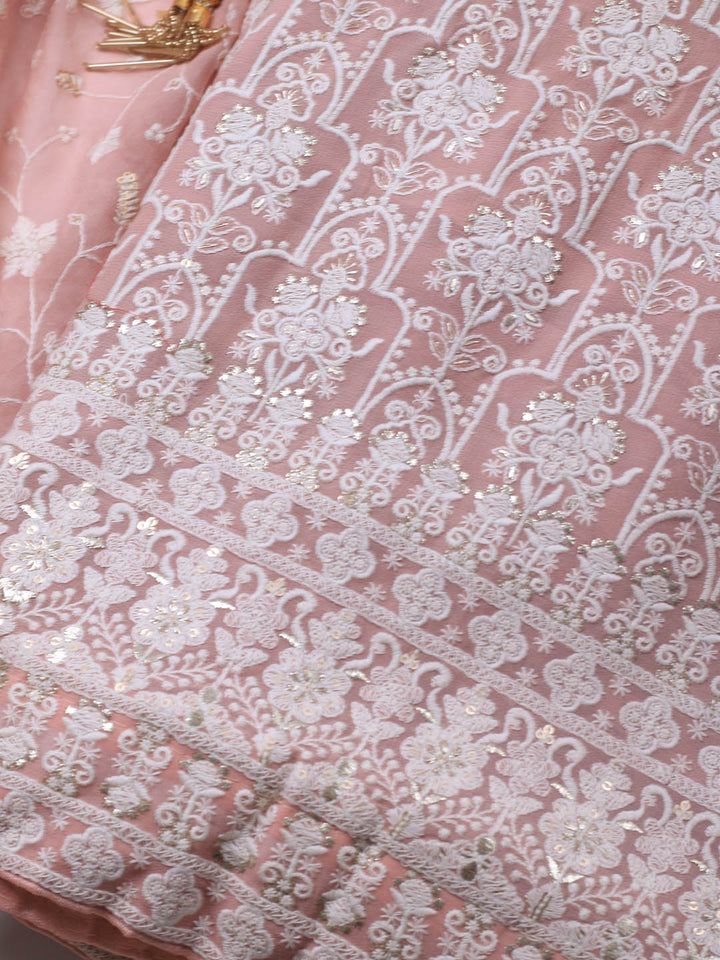 Embroidered Georgette Unstitched Suit Piece With Dupatta
