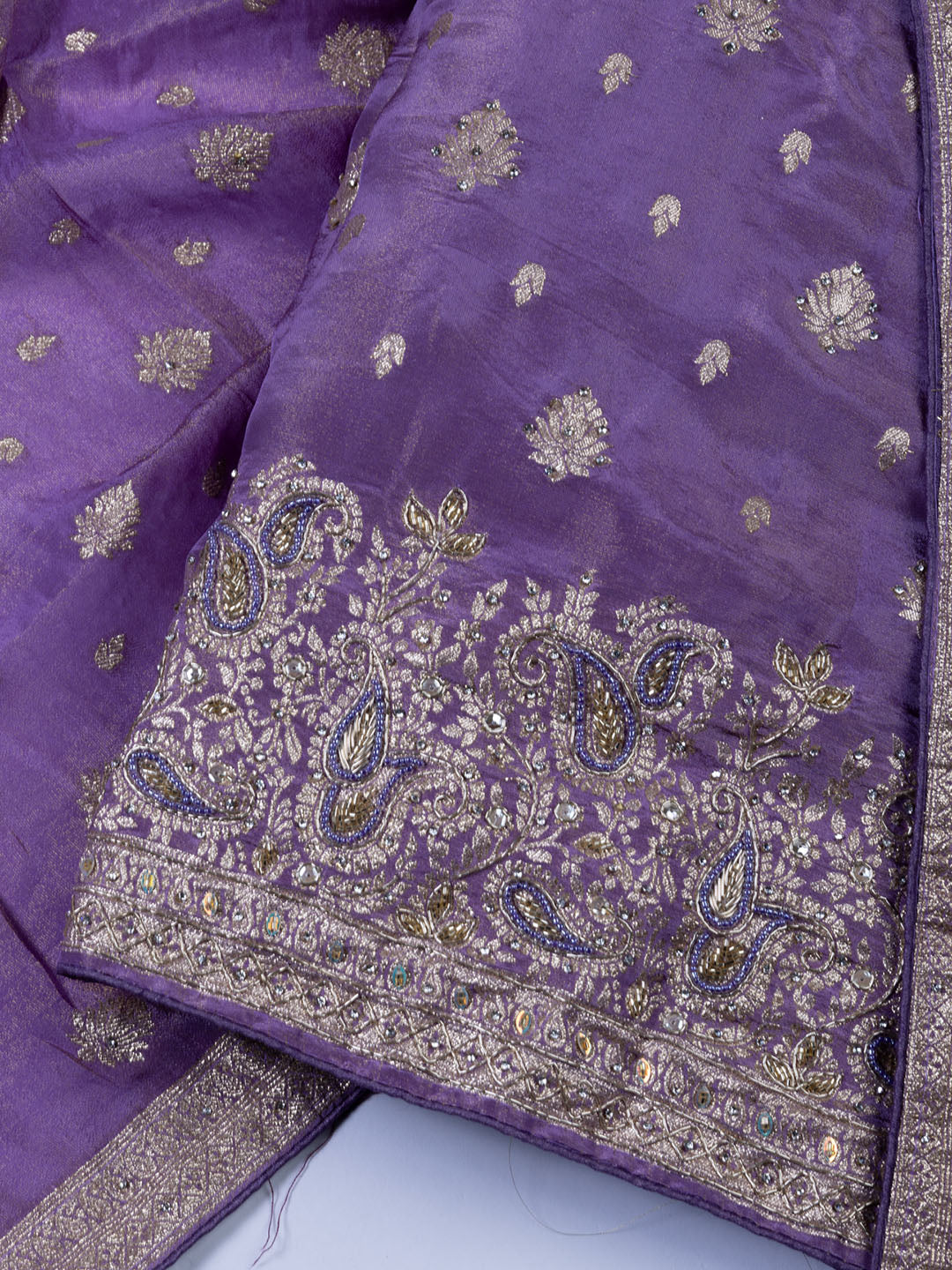 Embroidered Tissue Unstitched Suit With Dupatta
