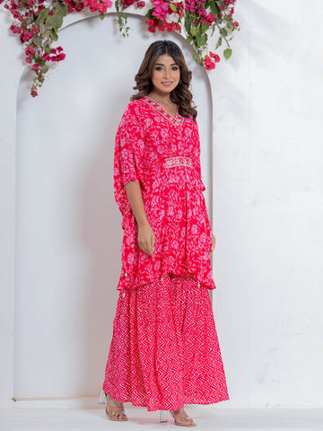 Floral Printed Muslin Kurta With Palazzo