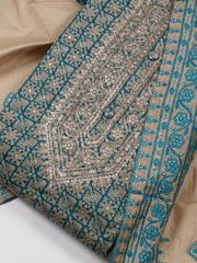 Embroidered Cotton Blend Unstitched Suit Piece With Dupatta