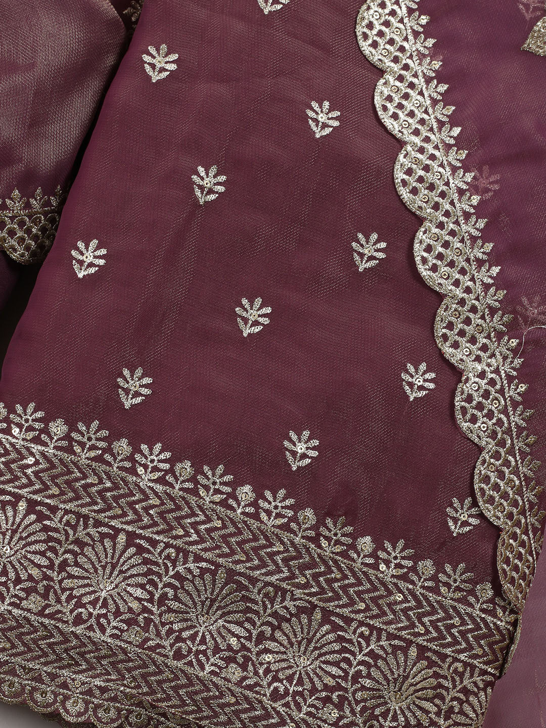 Neck Embroidered Tissue Unstitched Suit With Dupatta