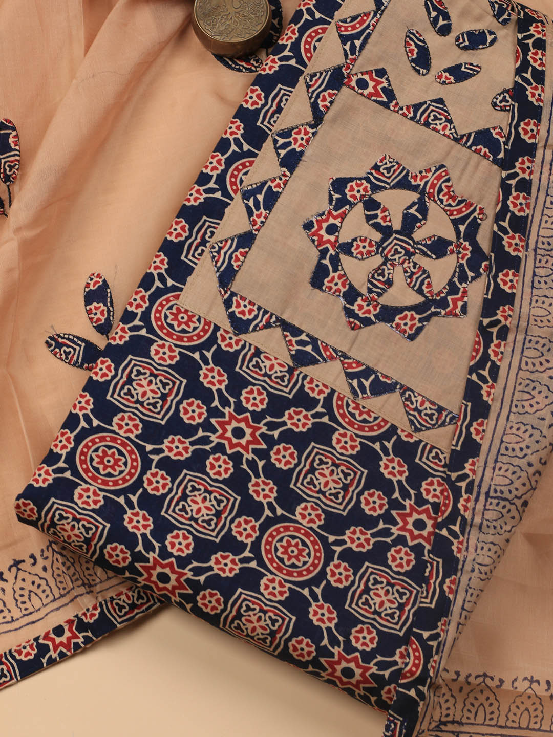 Printed Cotton Blend Unstitched Suit With Dupatta