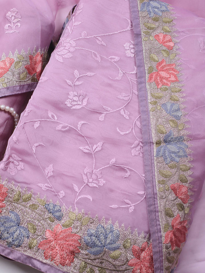 Neck Embroidery Organza Unstitched Suit Piece With Dupatta