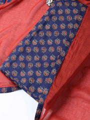 Printed Cotton Blend Unstitched Suit With Dupatta