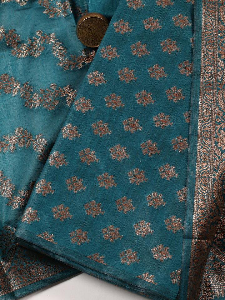 Woven Chanderi Unstitched Suit Piece With Dupatta