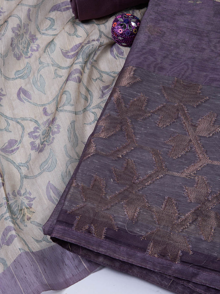 Woven Tissue Unstitched Suit With Dupatta