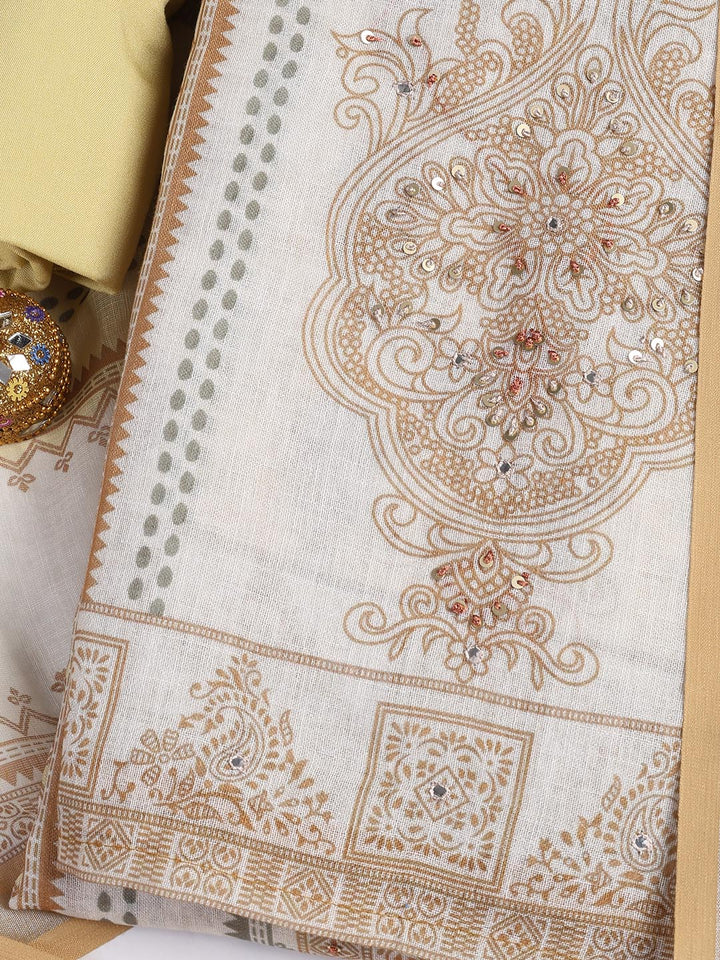 Printed Linen Unstitched Suit With Dupatta