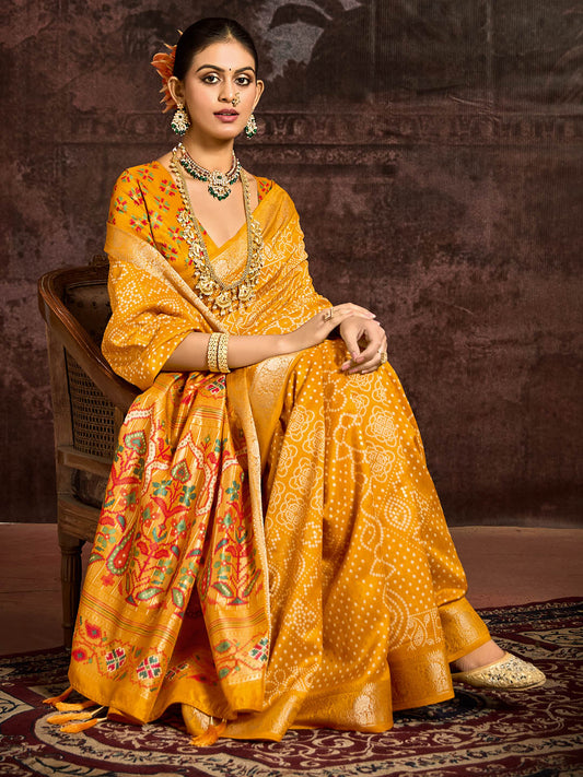 Bandhani Printed Art Silk Saree