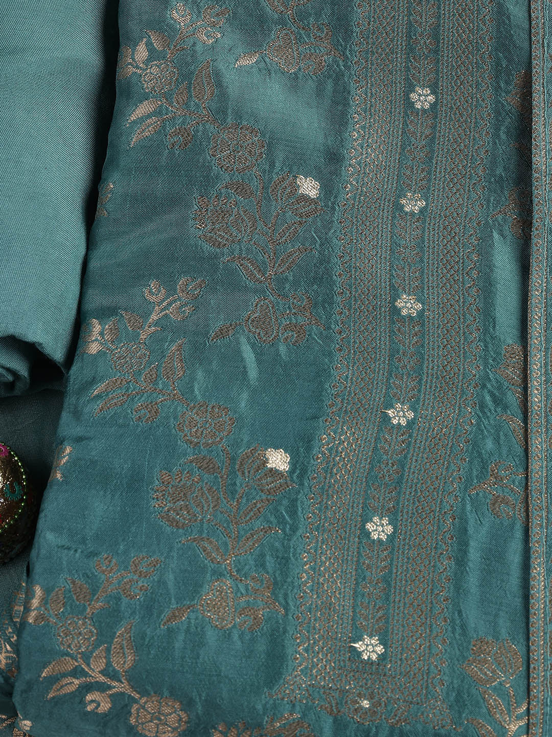 Embroidered Chanderi Unstitched Suit Piece With Dupatta