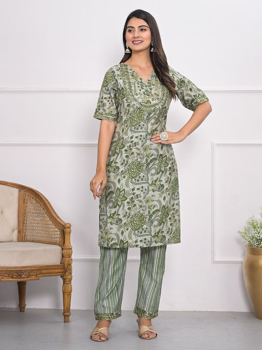 Printed Muslin Kurta With Pants