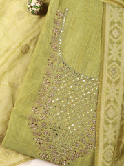 Neck Embroidery Chanderi Unstitched Suit With Dupatta