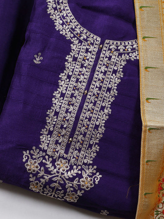 Neck Embroidery Tissue Unstitched Suit Piece With Dupatta