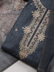 Embroidered Chanderi Unstitched Suit Piece With Dupatta