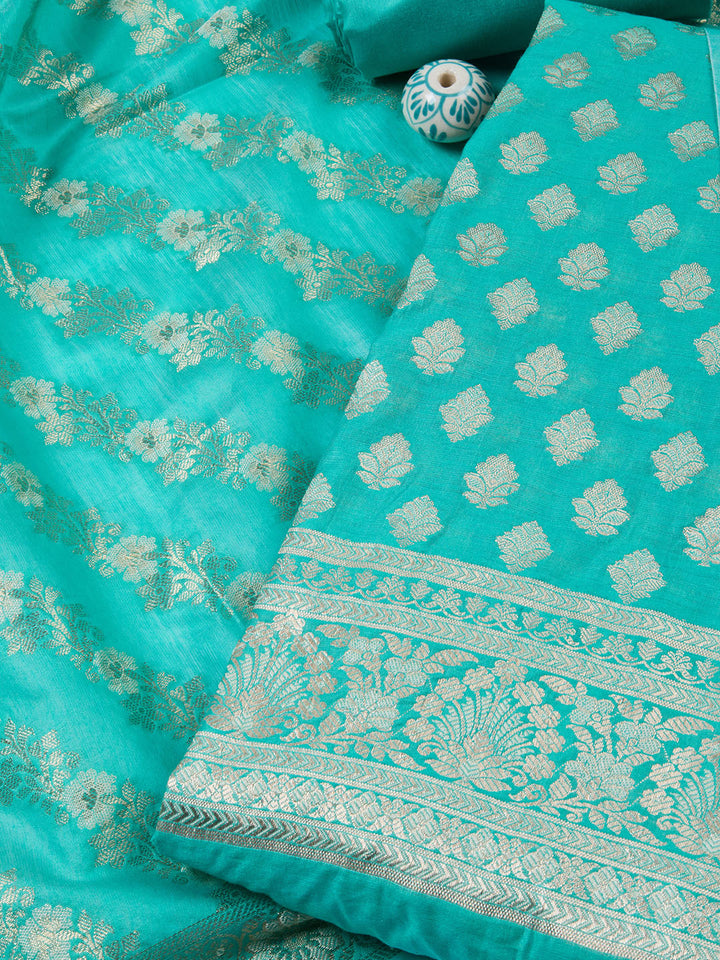 Woven Chanderi Unstitched Suit With Dupatta