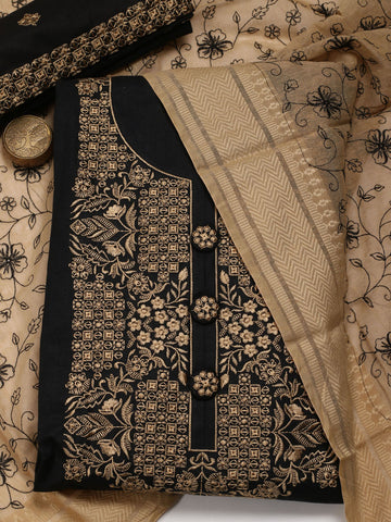 Neck Embroidered Cotton Unstitched Suit Dupatta