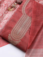 Neck Embroidered Tussar Unstitched Suit Piece With Dupatta