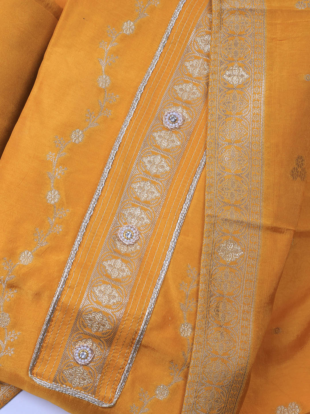 Embroidery Chanderi Unstitched Suit With Dupatta