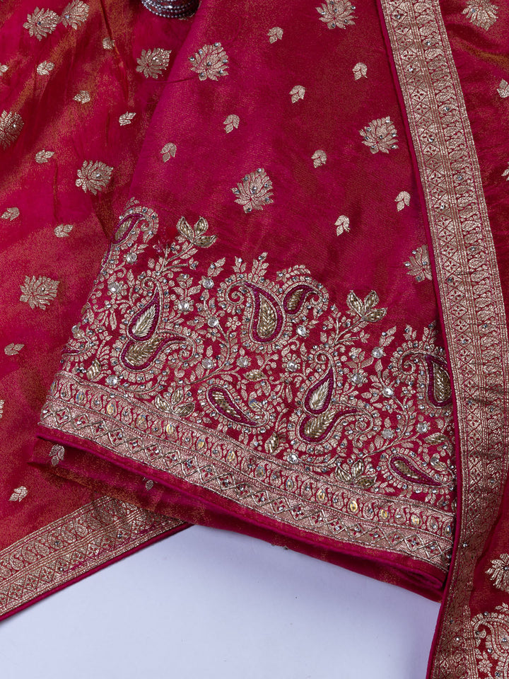 Embroidered Tissue Unstitched Suit With Dupatta