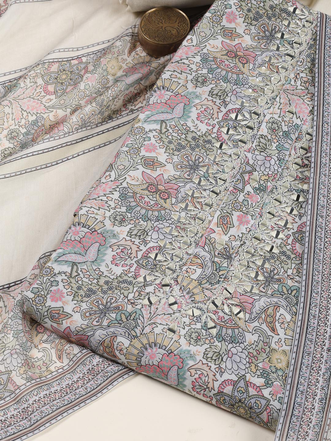Floral Printed Muslin Unstitched Suit Piece With Dupatta