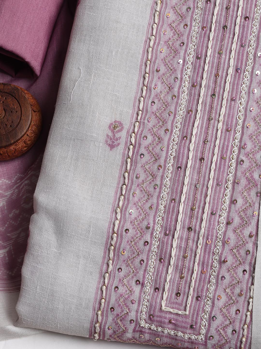 Printed Linen Unstitched Suit With Dupatta